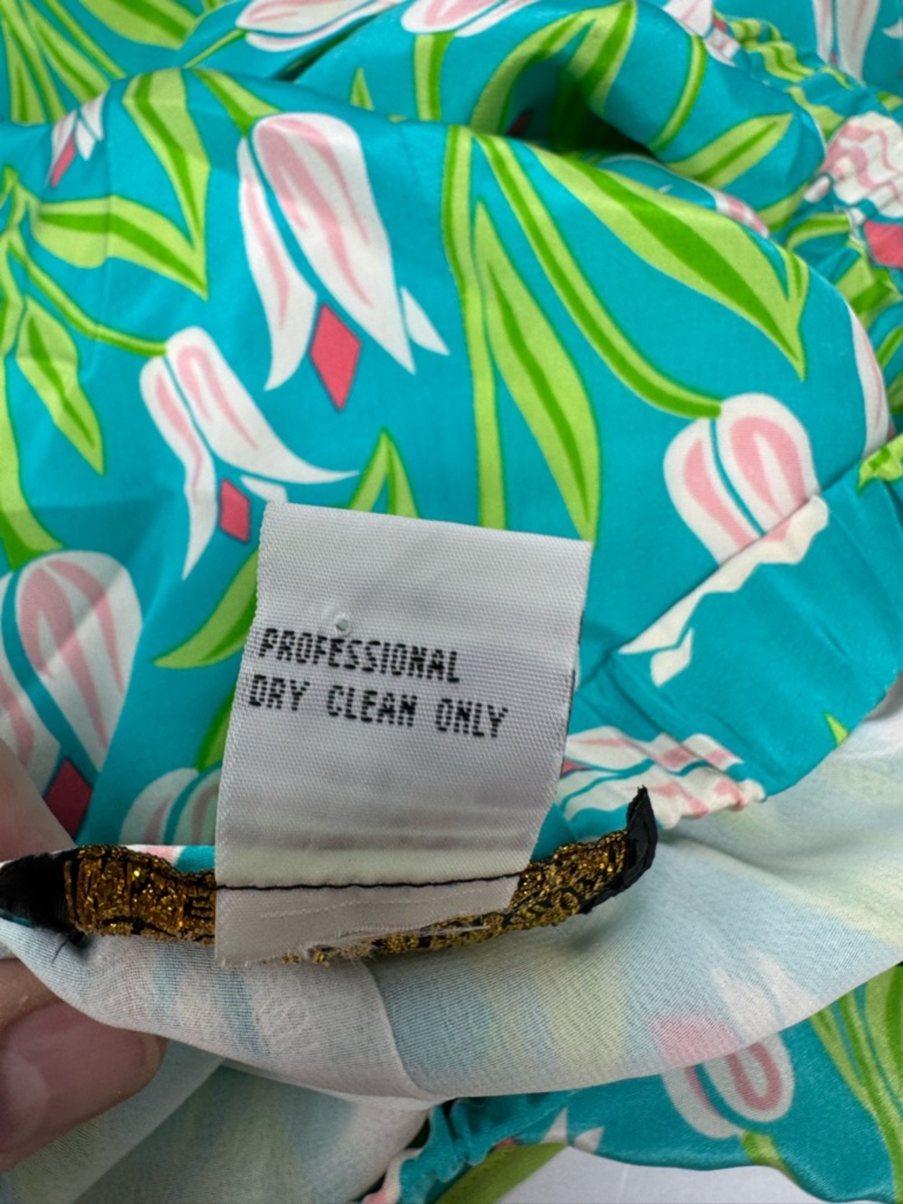 VTG Bob Mackie Wearable Art Silk Skirt Set Green/Pink Floral Print READ SIZES F4 - Picture 5 of 9